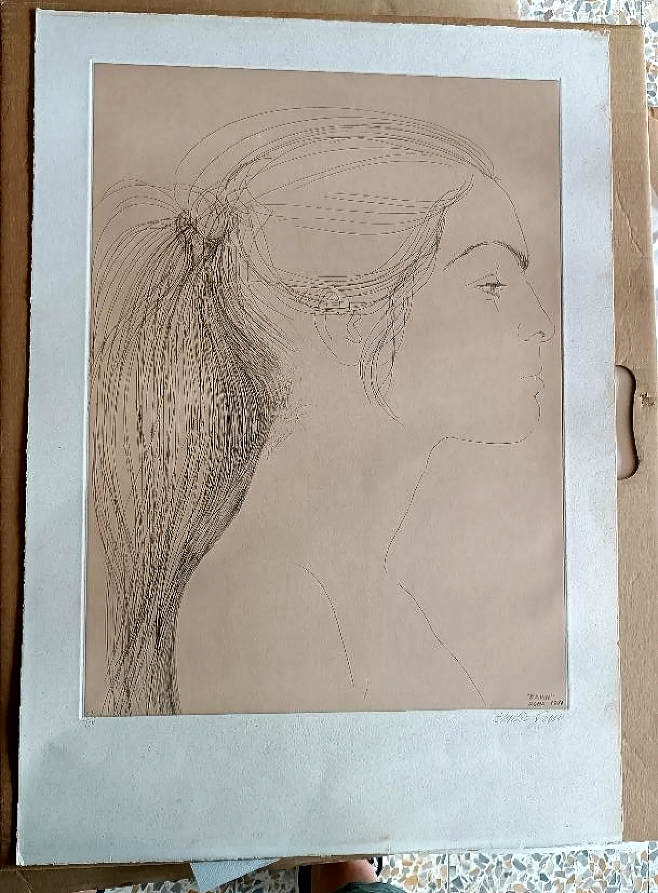 Engraving on paper by Emilio Gino Conti, 20th century 1