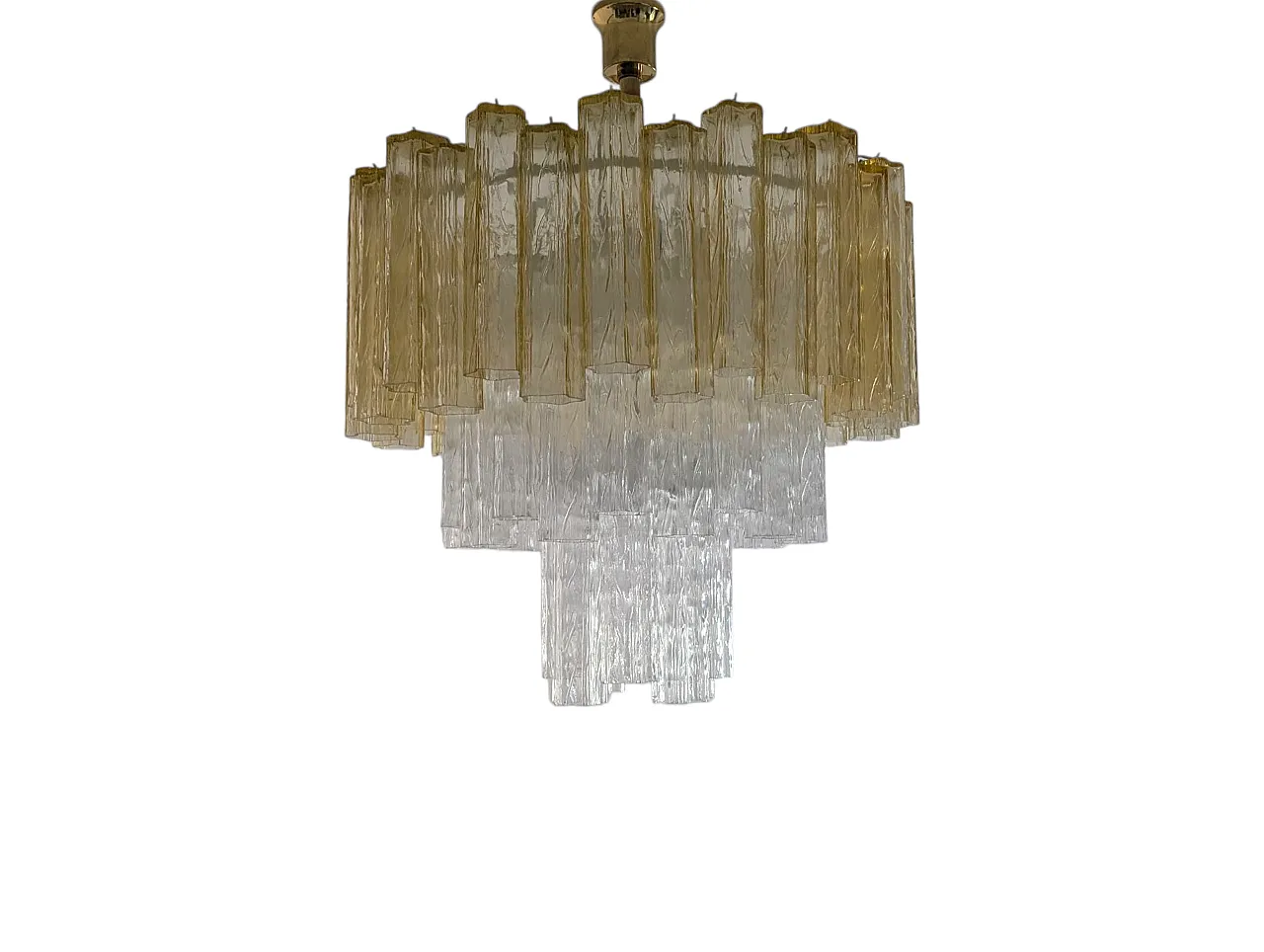 Murano Ambra glass cascade chandelier and crystal, 70s 1