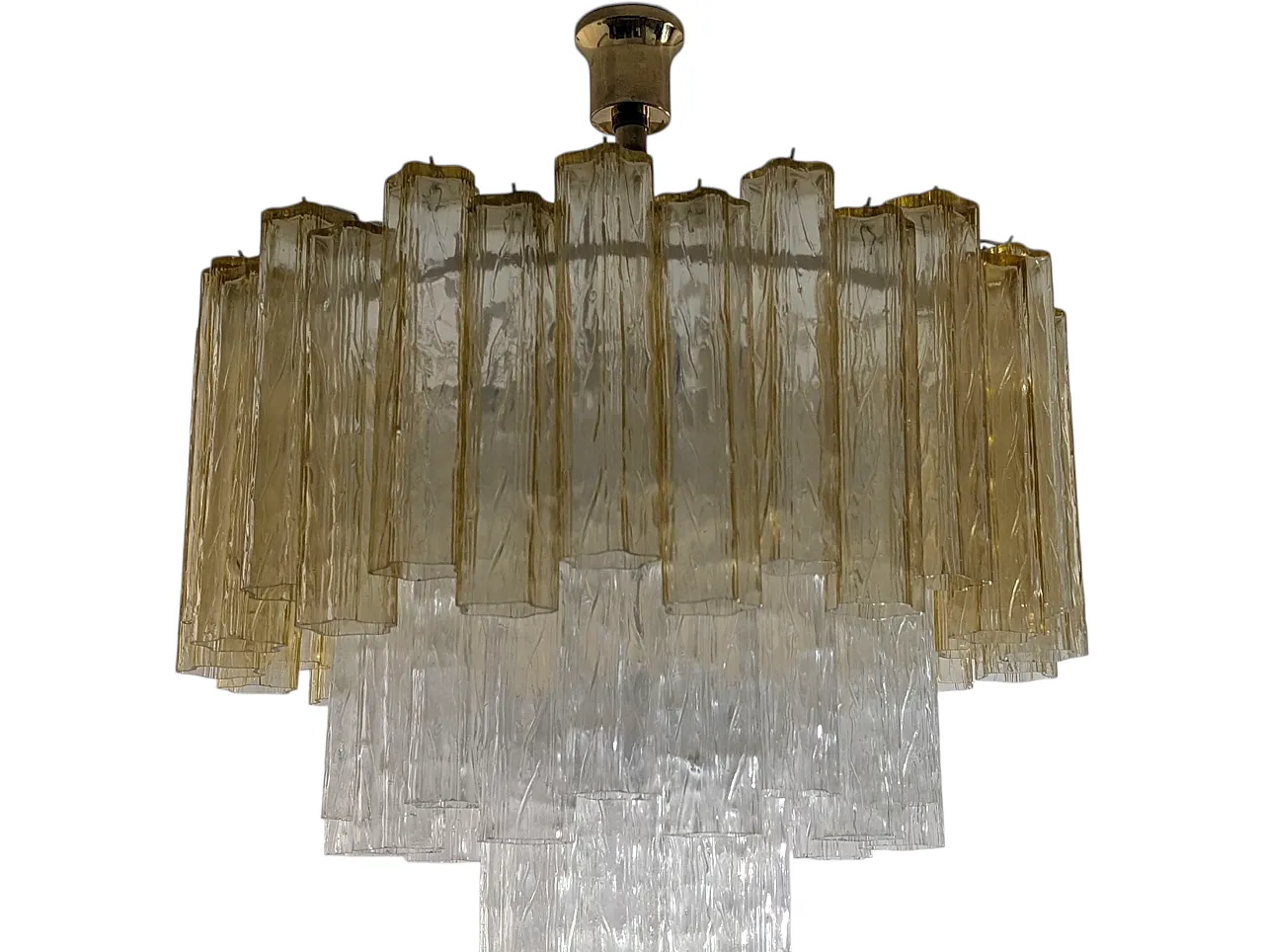 Murano Ambra glass cascade chandelier and crystal, 70s 2