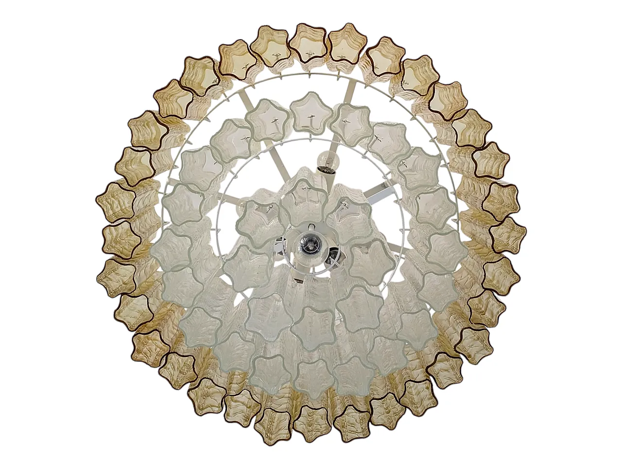 Murano Ambra glass cascade chandelier and crystal, 70s 3