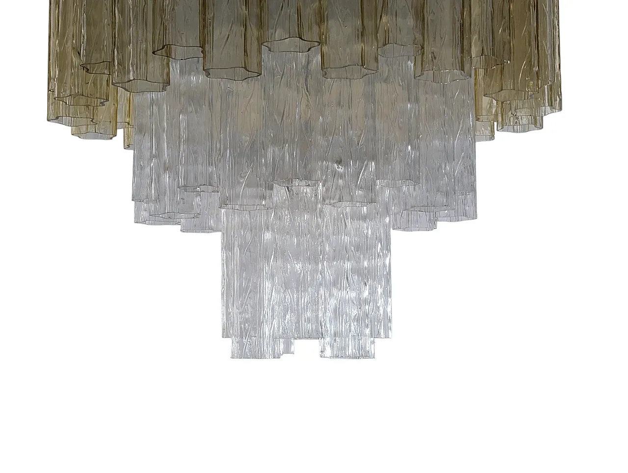 Murano Ambra glass cascade chandelier and crystal, 70s 4