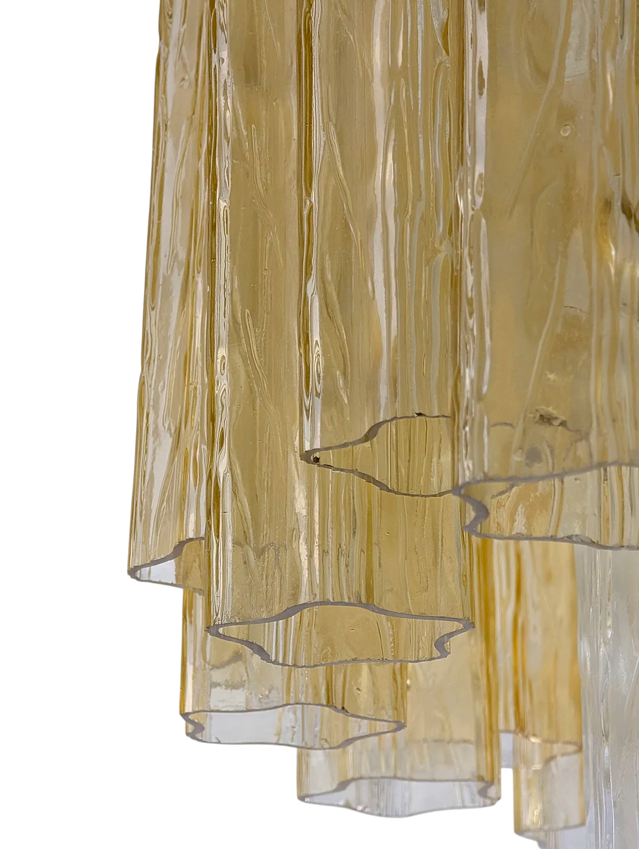 Murano Ambra glass cascade chandelier and crystal, 70s 6