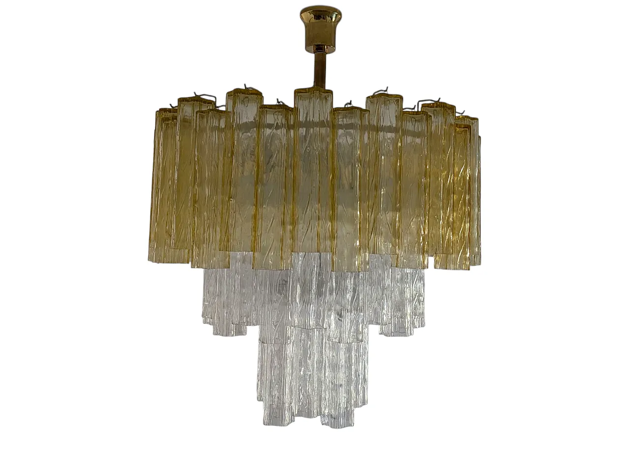 Murano Ambra glass cascade chandelier and crystal, 70s 7