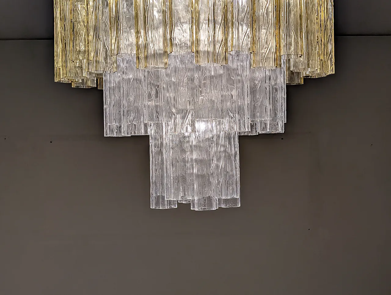Murano Ambra glass cascade chandelier and crystal, 70s 9