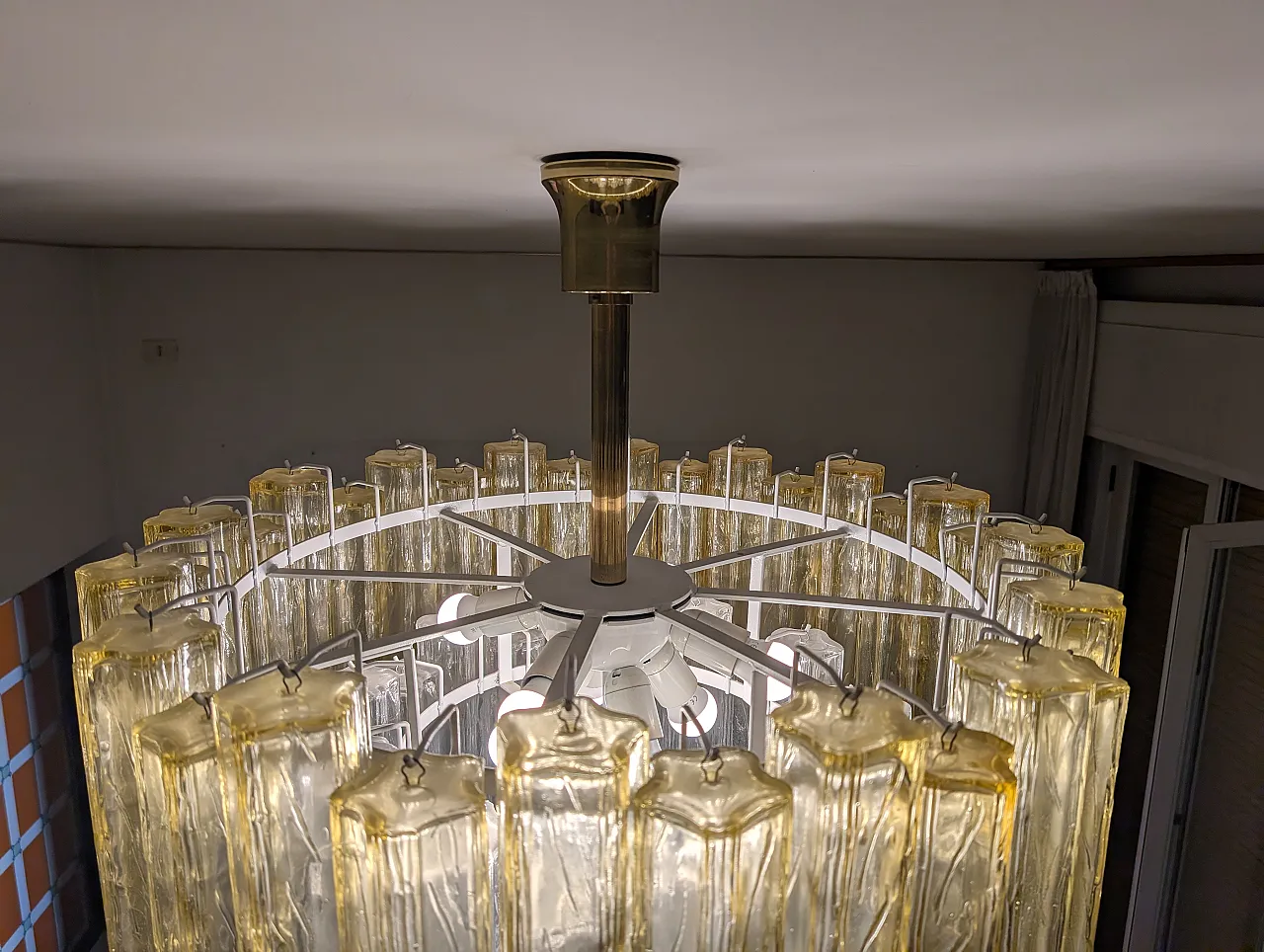 Murano Ambra glass cascade chandelier and crystal, 70s 11