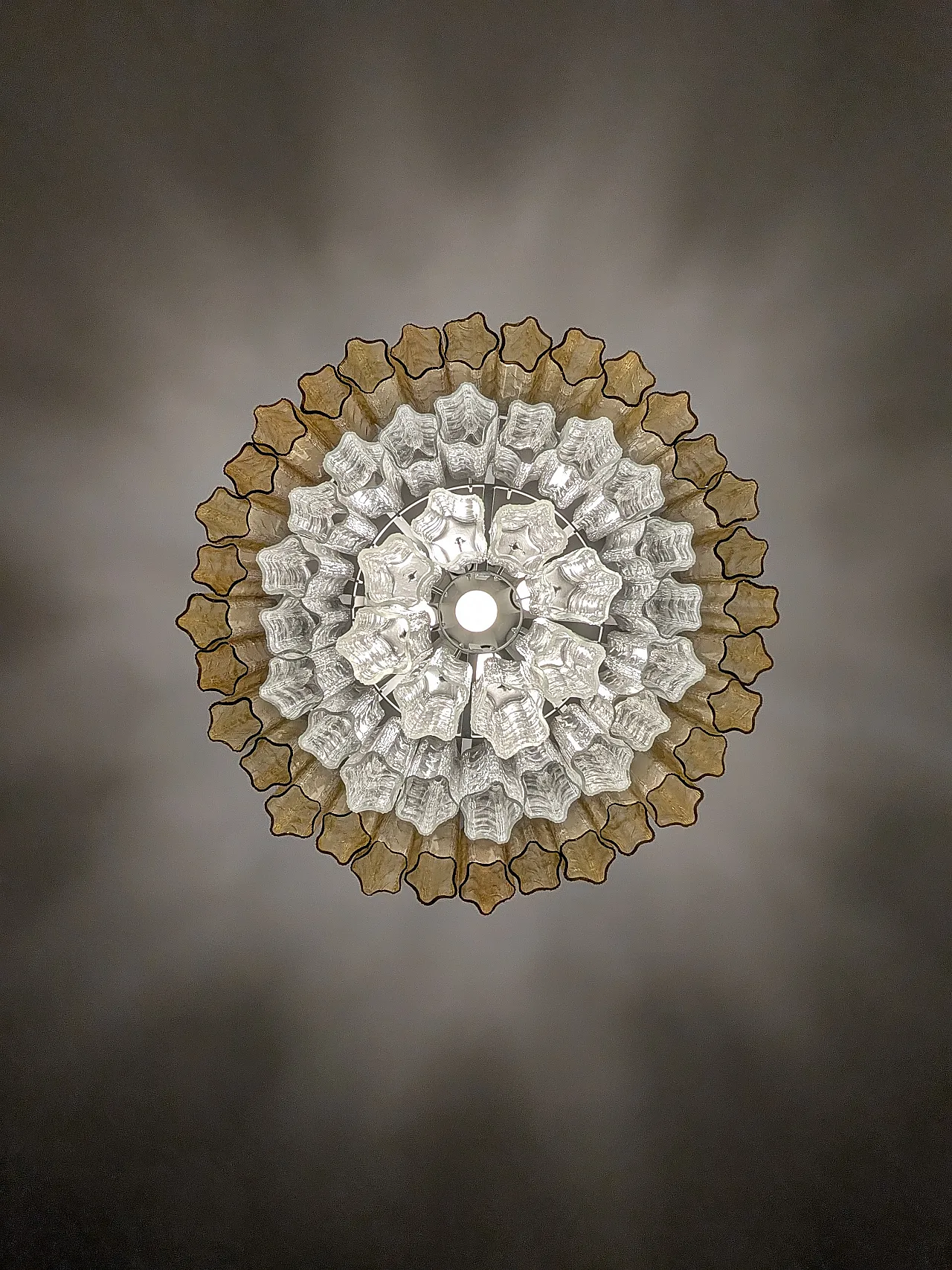 Murano Ambra glass cascade chandelier and crystal, 70s 12