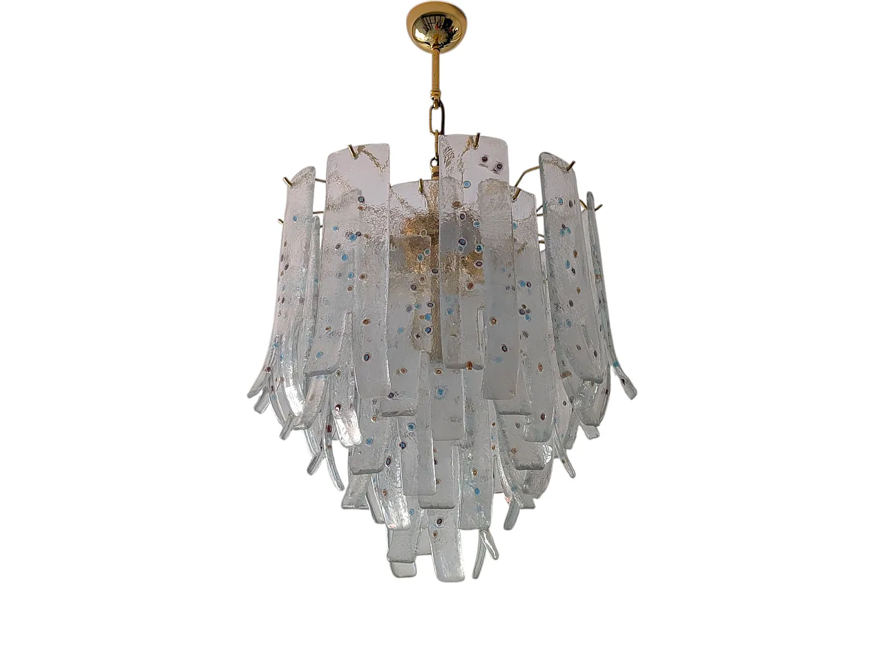 Lampadario con steli in vetro di Murano firmato Barbini anni 70 1