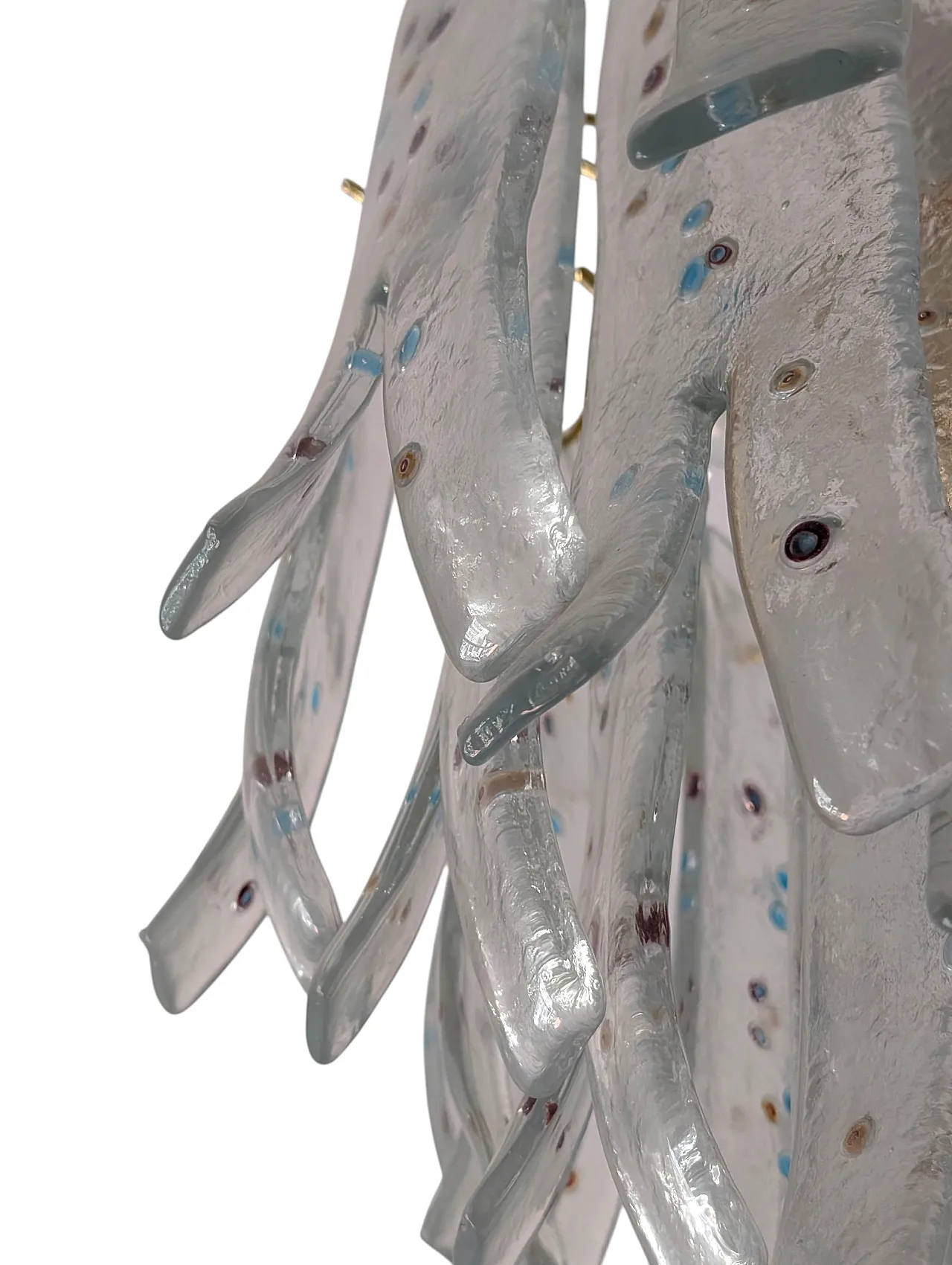 Lampadario con steli in vetro di Murano firmato Barbini anni 70 2