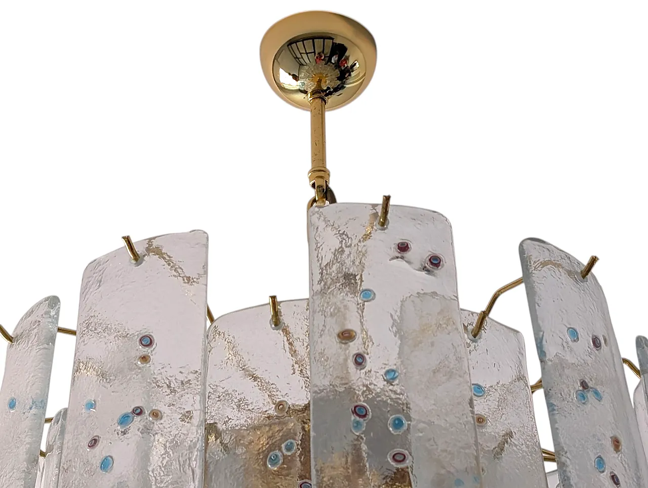 Lampadario con steli in vetro di Murano firmato Barbini anni 70 3