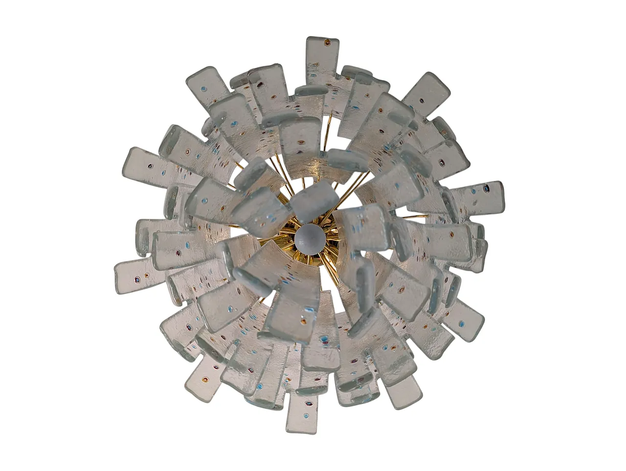 Lampadario con steli in vetro di Murano firmato Barbini anni 70 4