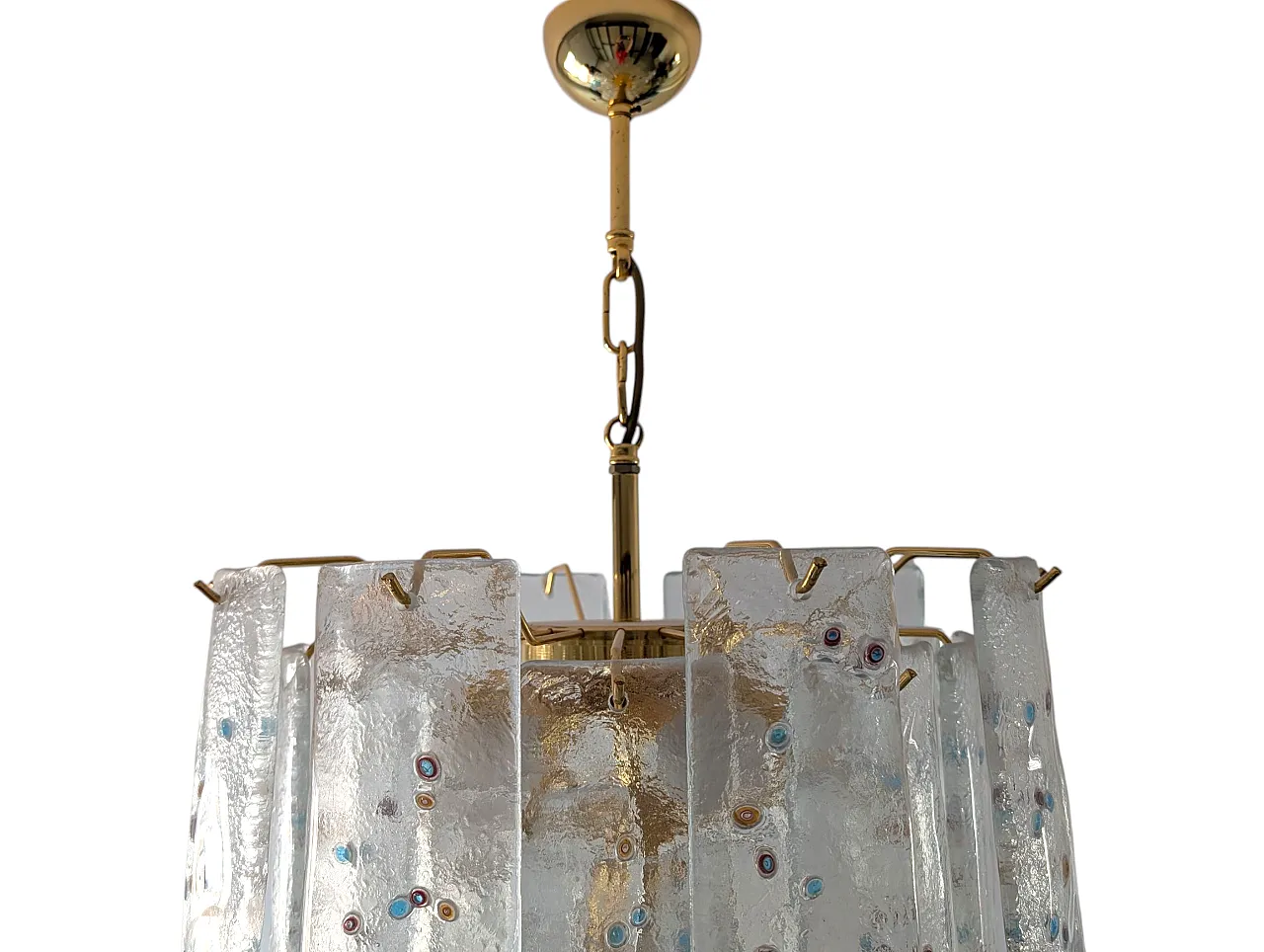 Lampadario con steli in vetro di Murano firmato Barbini anni 70 6