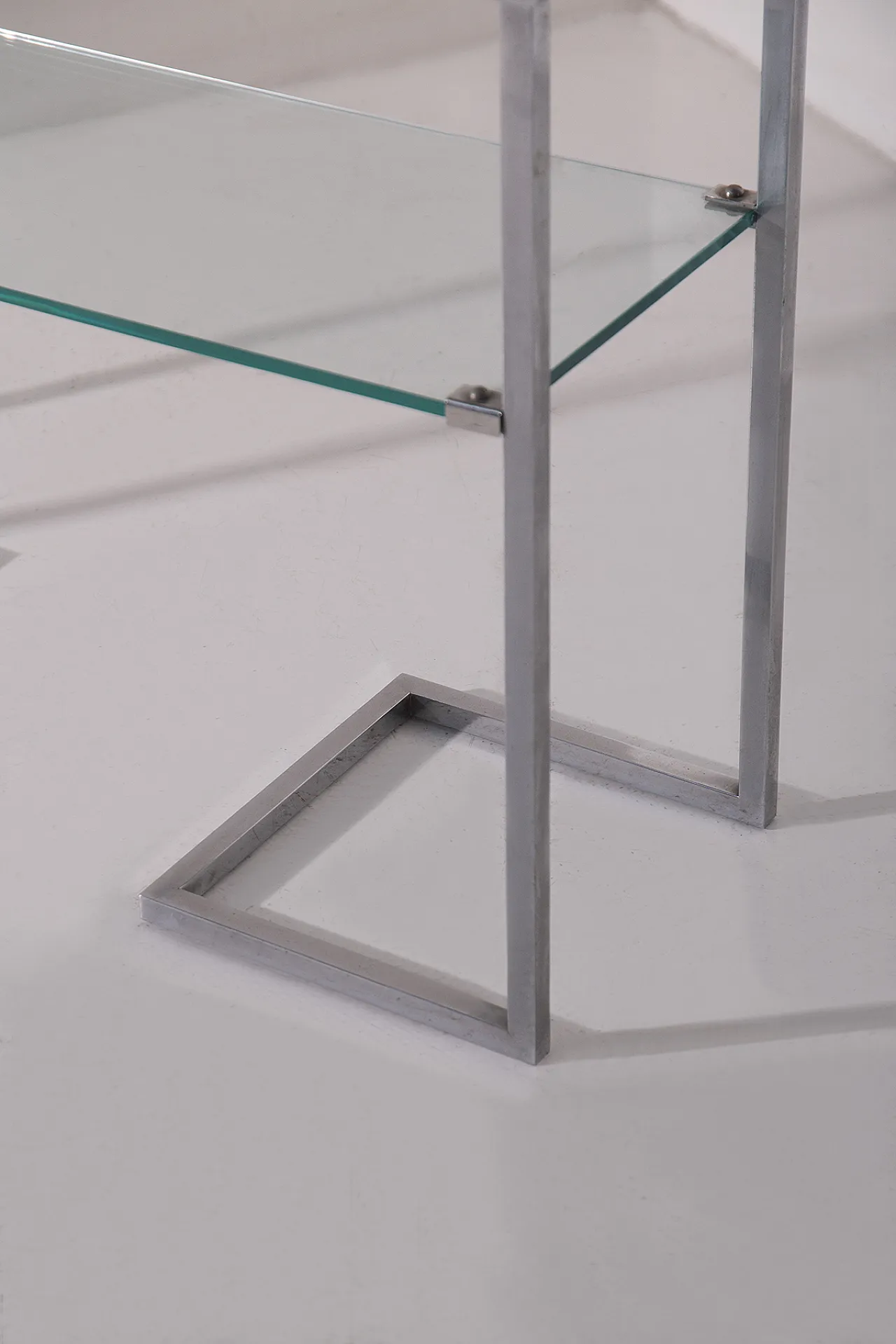 Console in vetro e metallo cromato, anni '70 5