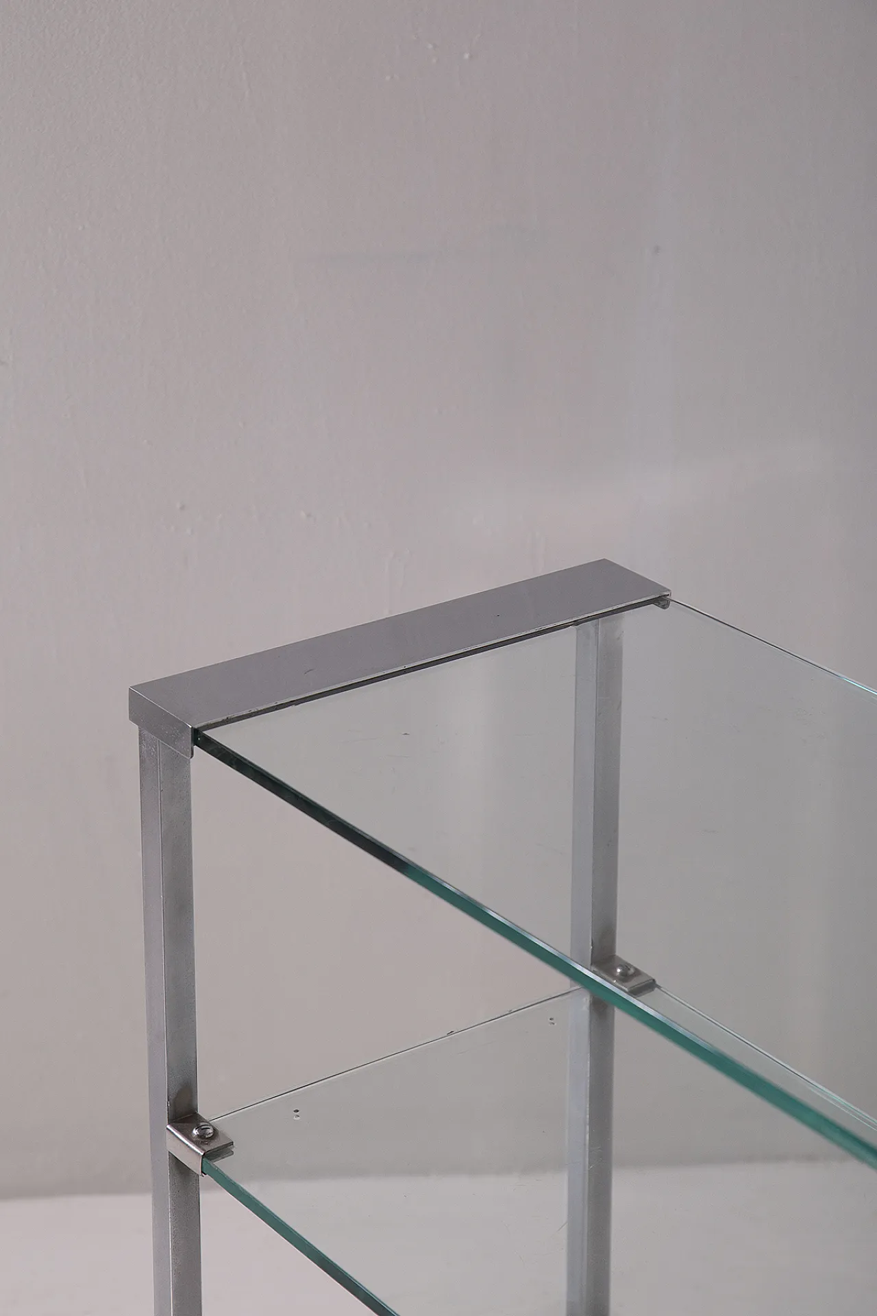 Console in vetro e metallo cromato, anni '70 6