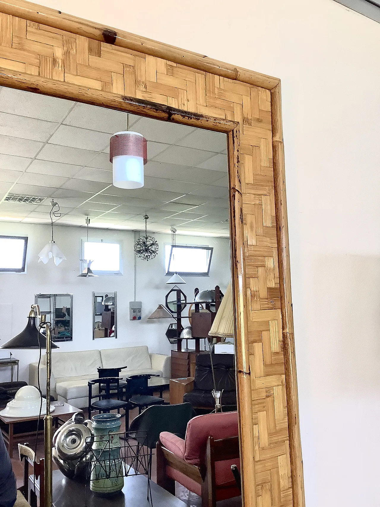 Specchio in bamboo anni 70 2