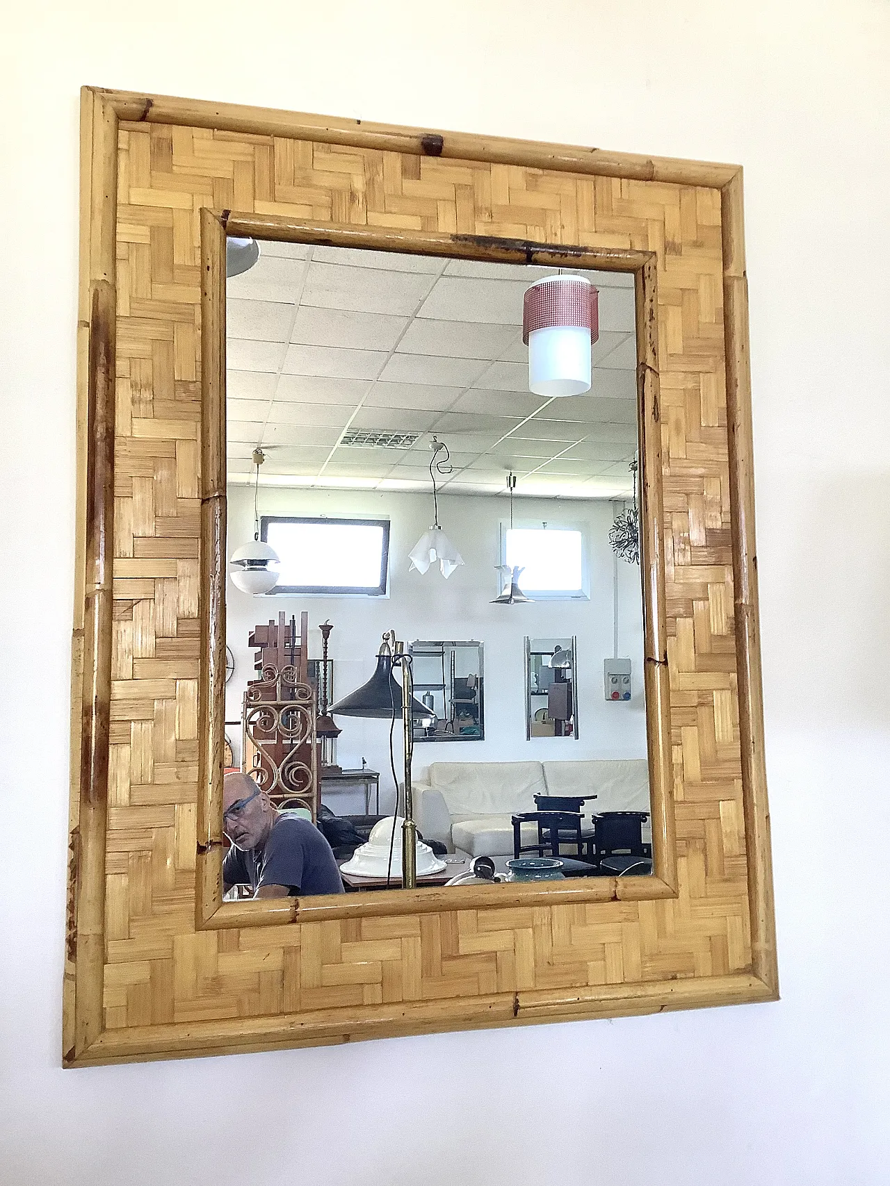 Specchio in bamboo anni 70 3