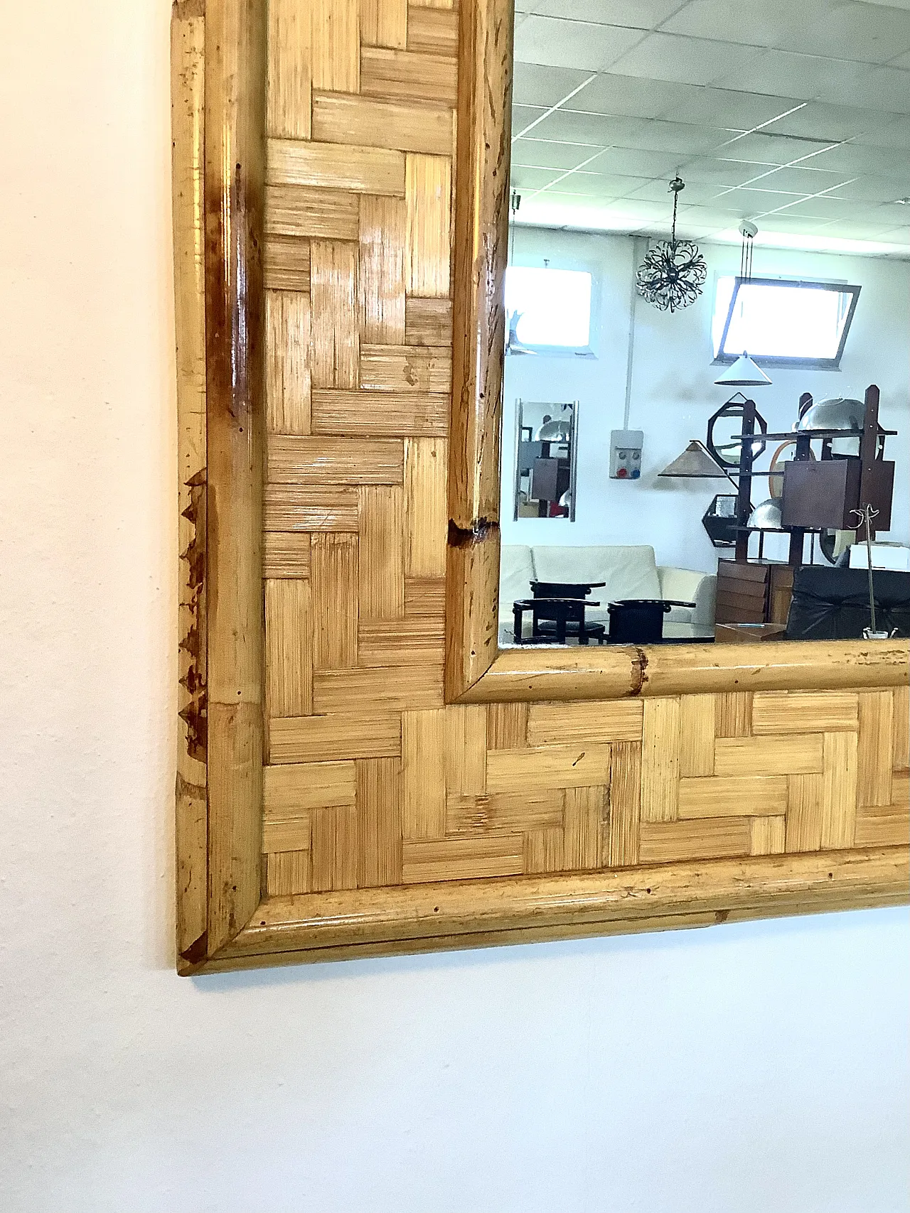 Specchio in bamboo anni 70 4