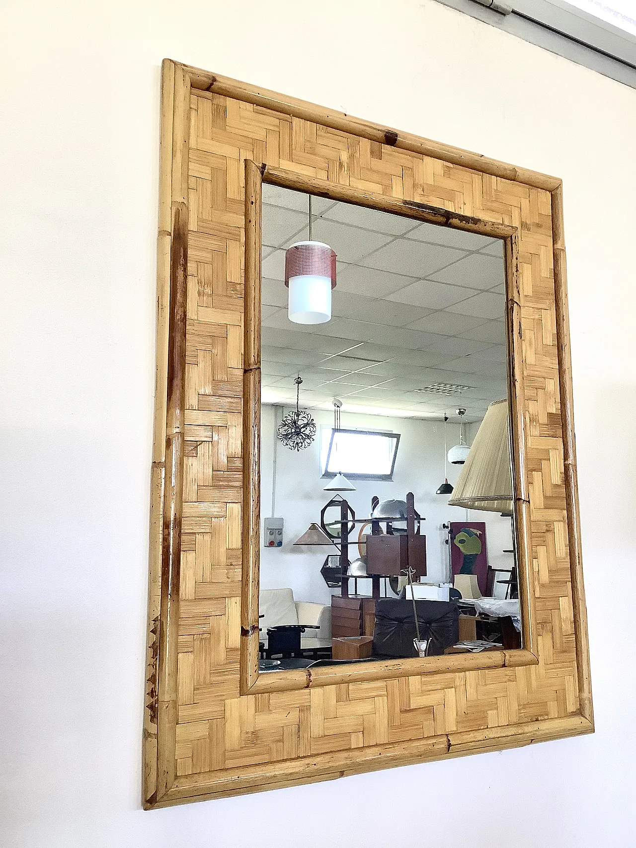 Specchio in bamboo anni 70 5