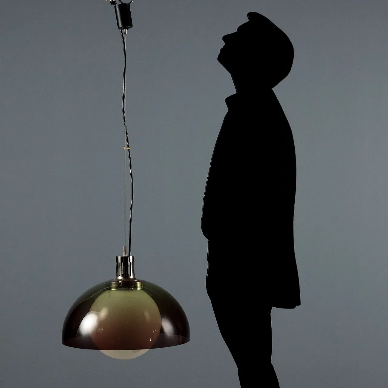 Lampada da soffitto in vetro e metacrilato, anni '60 2