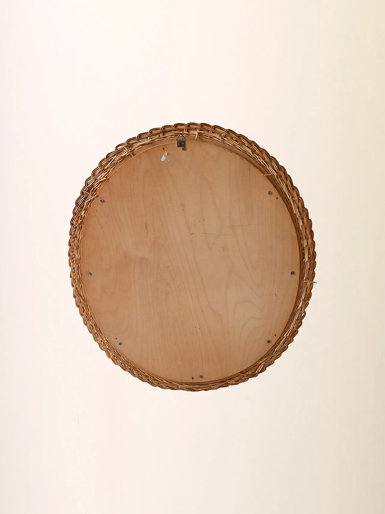 Oval mirror in teak and woven rattan 6