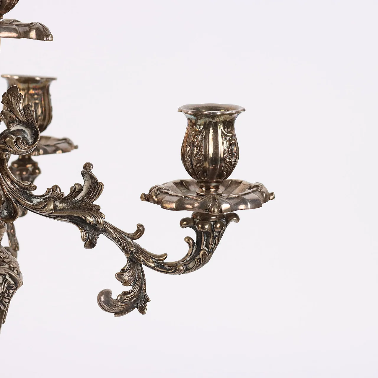 Candelabro in argento a cinque fiamme, '900 3