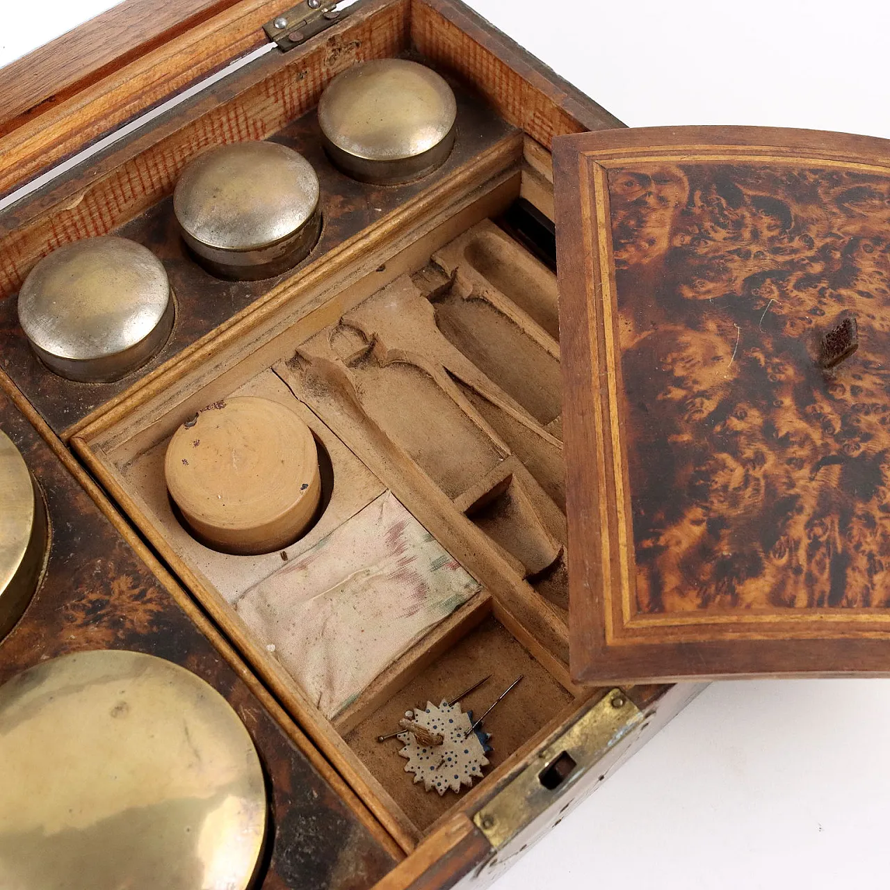 Scatola in legno impiallacciato di radica, '800 8