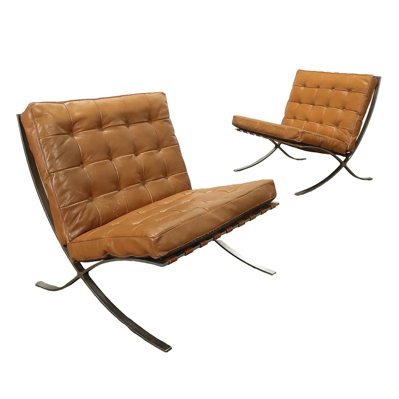 Coppia di Poltrone nello stile Barcelona, anni '70 1