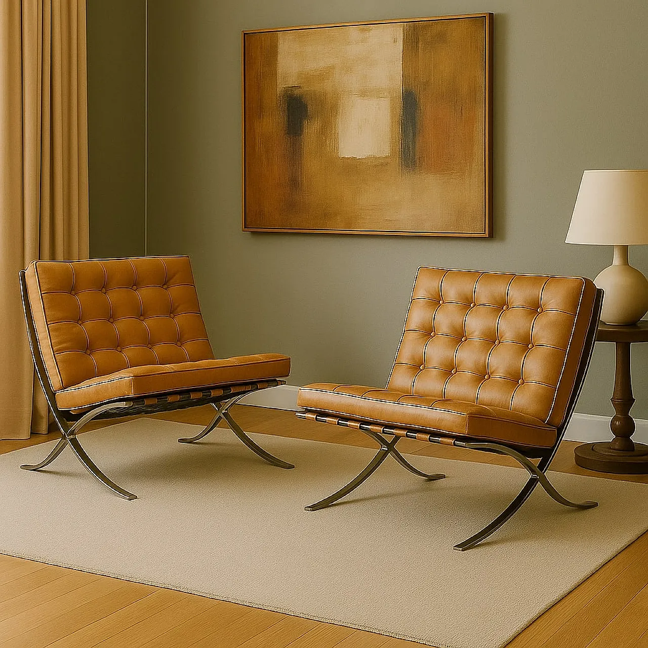 Coppia di Poltrone nello stile Barcelona, anni '70 2