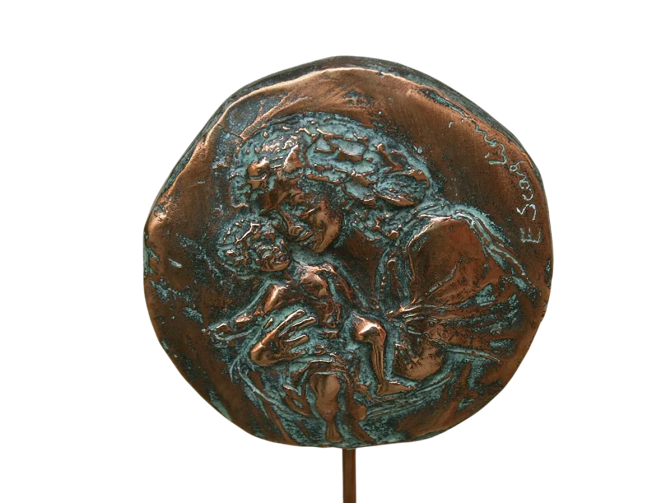 Madre e bambino, bronzo firmato scultura, anni 2000 8