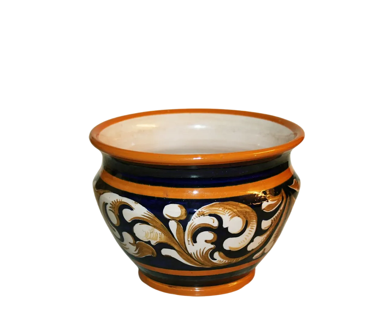 Ceramic plant holder with grotesques, Blu BMC, 1960s 5