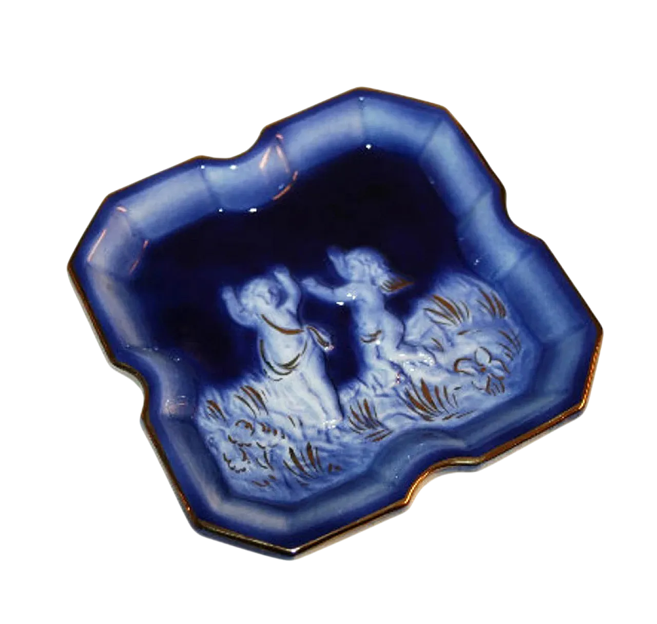 Piatto in ceramica con putti -svuotatasche, anni '70 6