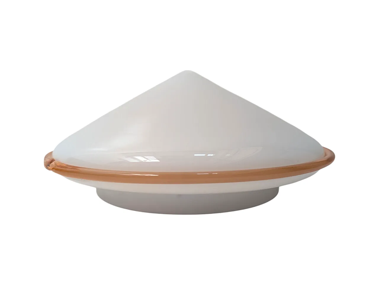 Applique in vetro soffiato con bordo ambrato anni 70 1