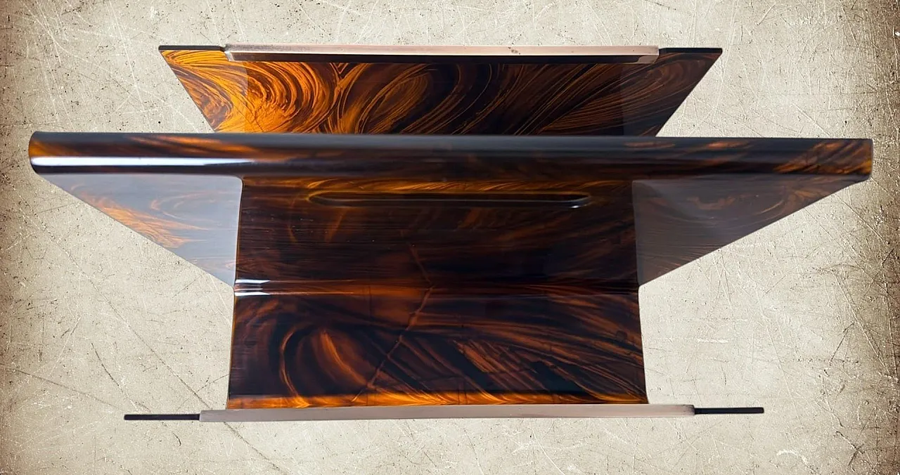 Magazine rack in brass and tortoiseshell plexiglass by W. Rizzo, 1980s 13