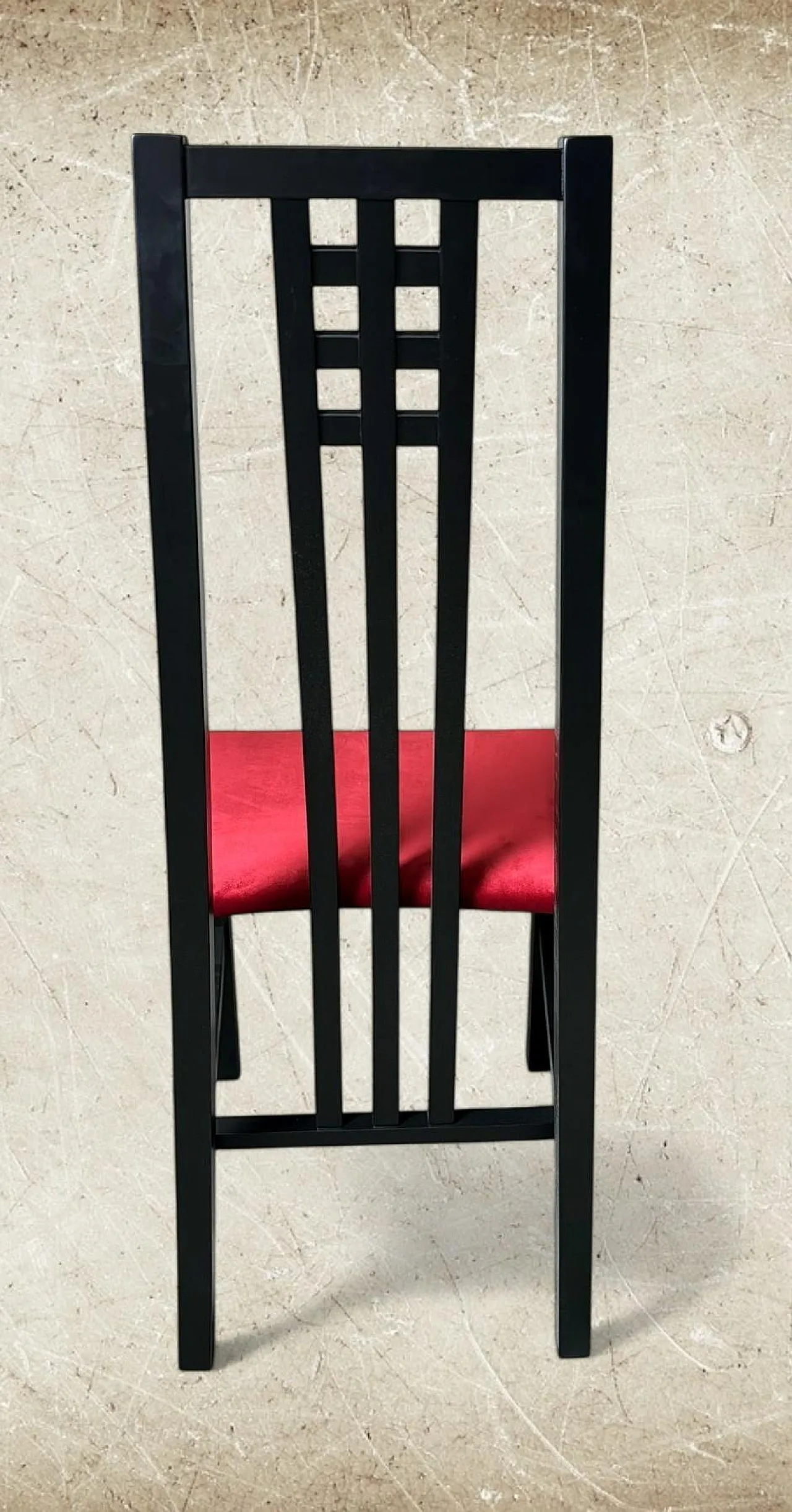 Pair of Mackintosh-style chairs in wood and velvet, 1970s 11