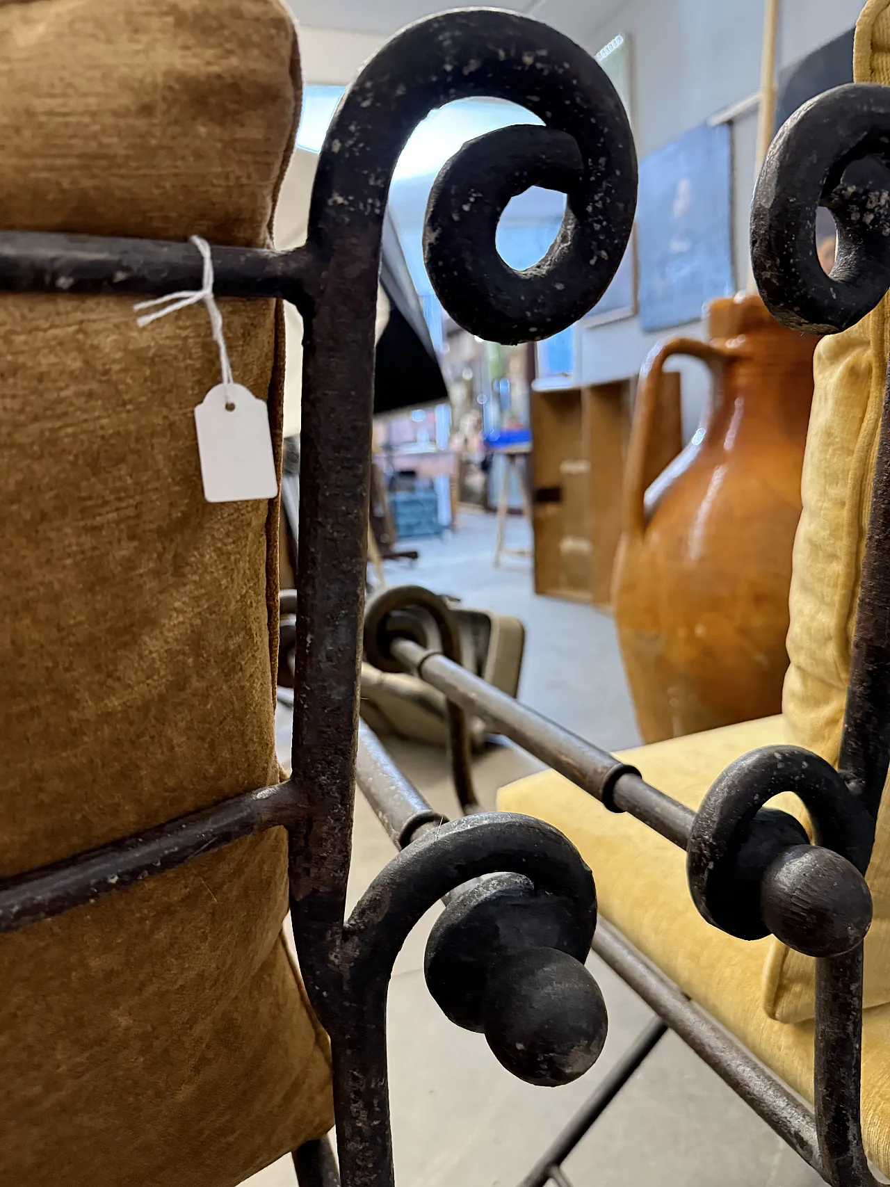 Pair of classic iron armchairs, 20th century 2