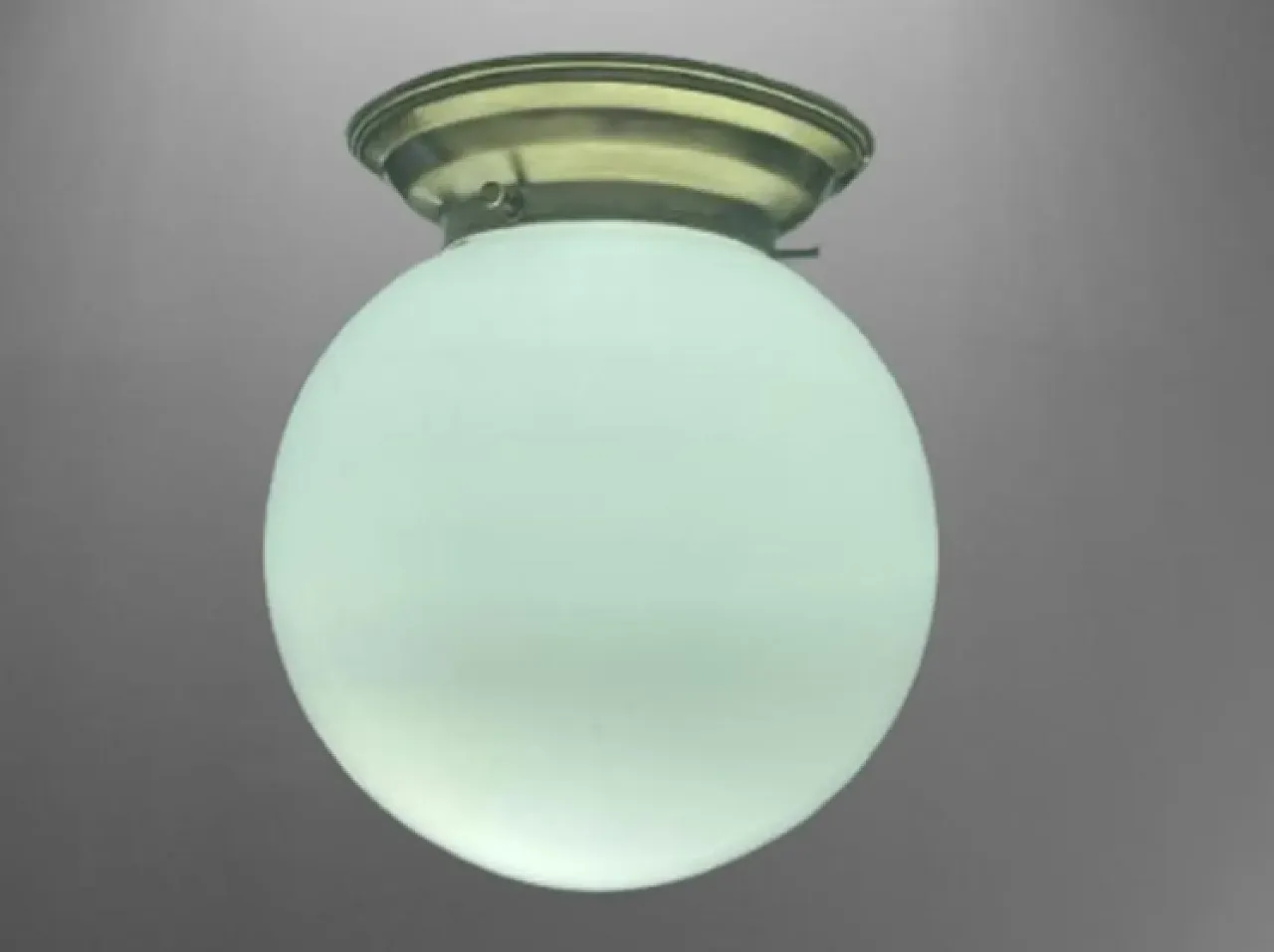 Lampada del soffitto art deco in vetro opale bianco leggero, anni '30 9