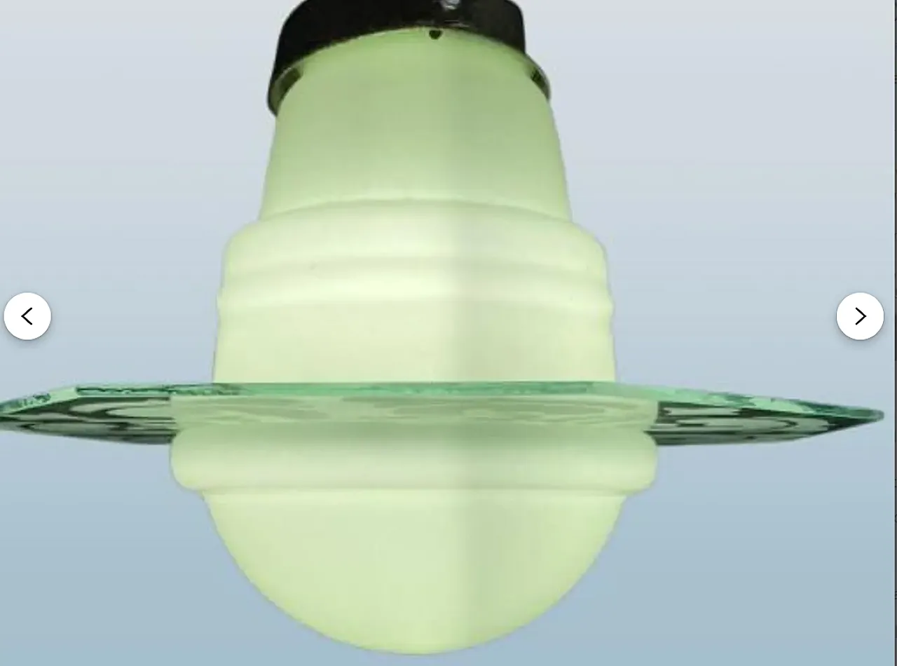 Lampada del soffitto Art Deco in vetro opale verde chiaro, anni '30 4