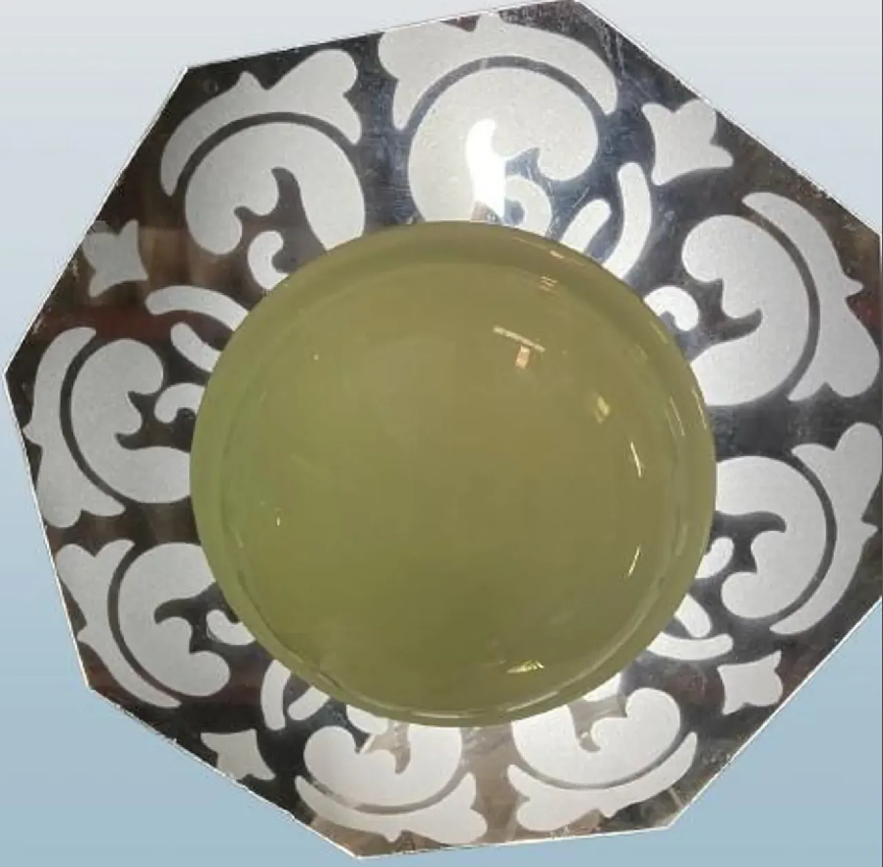 Lampada del soffitto Art Deco in vetro opale verde chiaro, anni '30 5