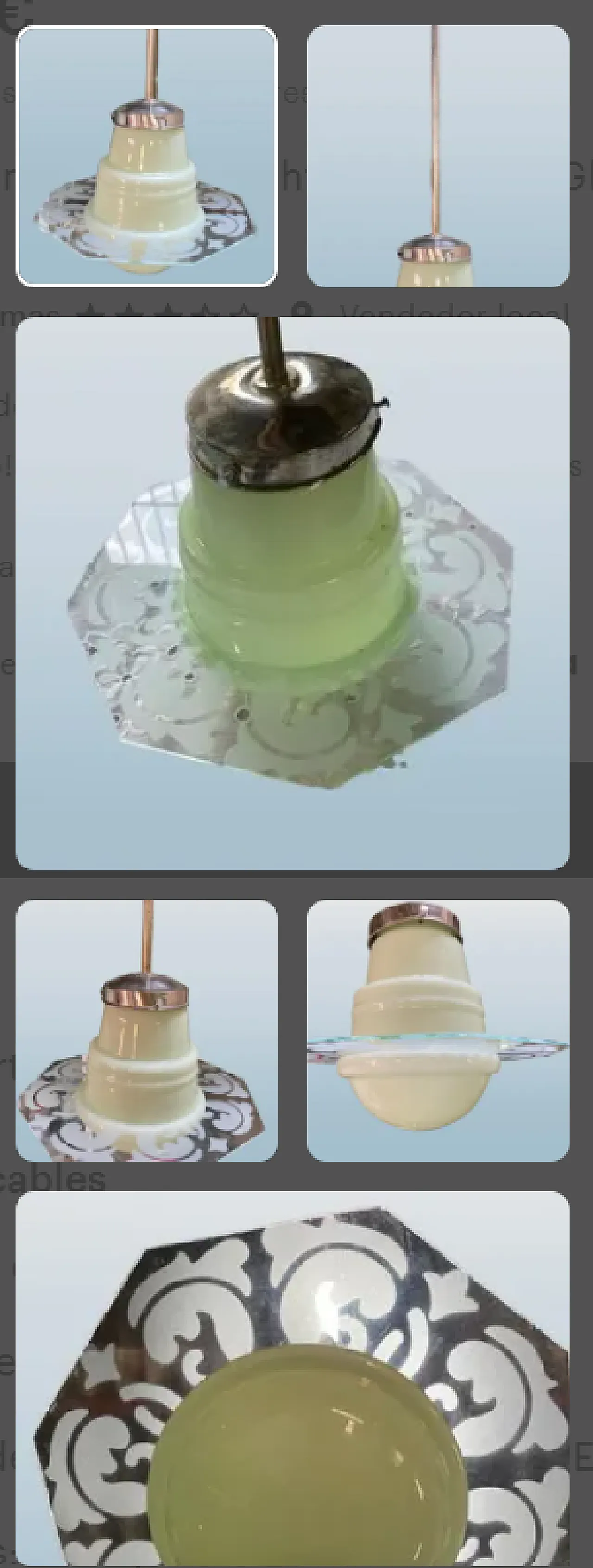 Lampada del soffitto Art Deco in vetro opale verde chiaro, anni '30 8