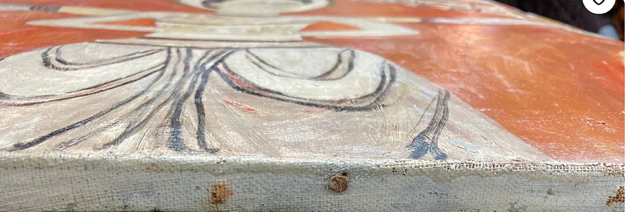 Dipinto religioso in stile romantico, olio su tela, anni '70 2