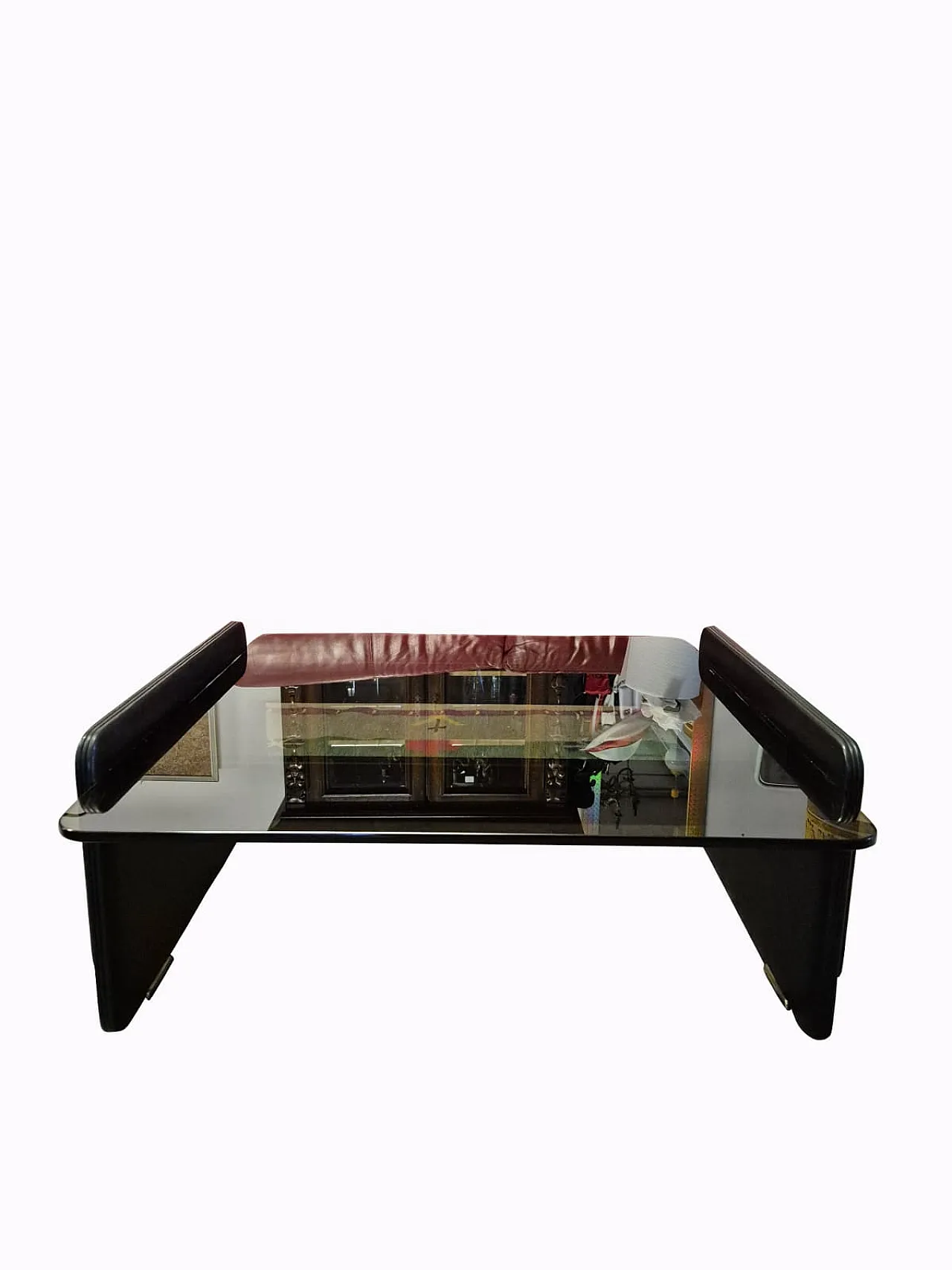 Presidente di fumo in pelle e tavolo di vetro di Poltrona Frau, 20 ° secolo 3