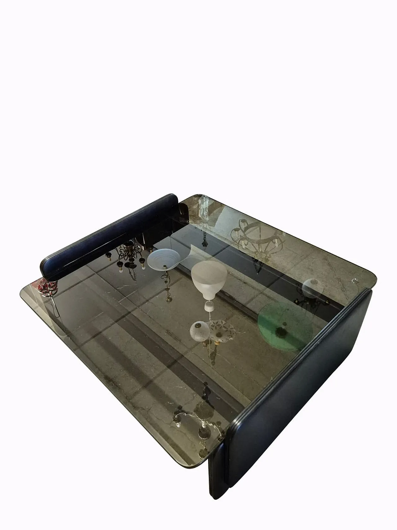 Presidente di fumo in pelle e tavolo di vetro di Poltrona Frau, 20 ° secolo 4