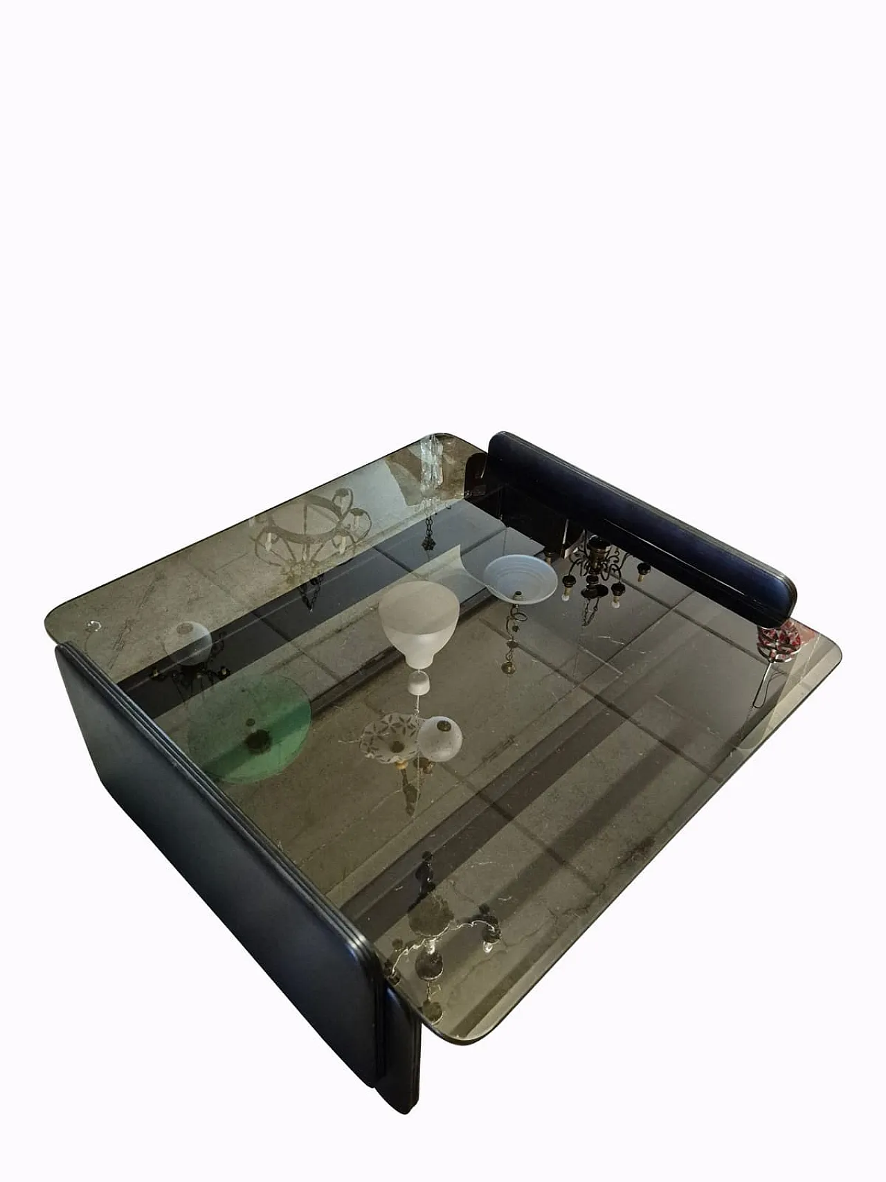 Presidente di fumo in pelle e tavolo di vetro di Poltrona Frau, 20 ° secolo 5