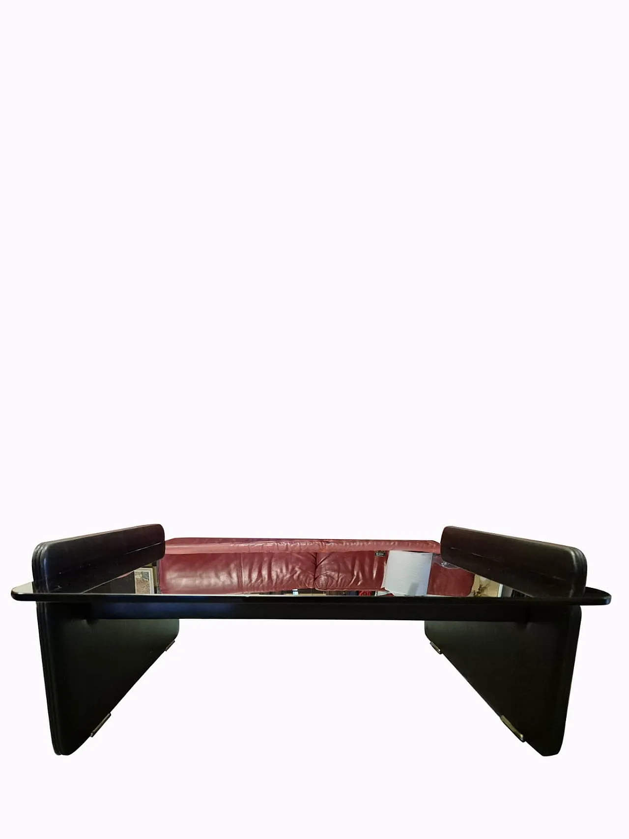 Presidente di fumo in pelle e tavolo di vetro di Poltrona Frau, 20 ° secolo 6