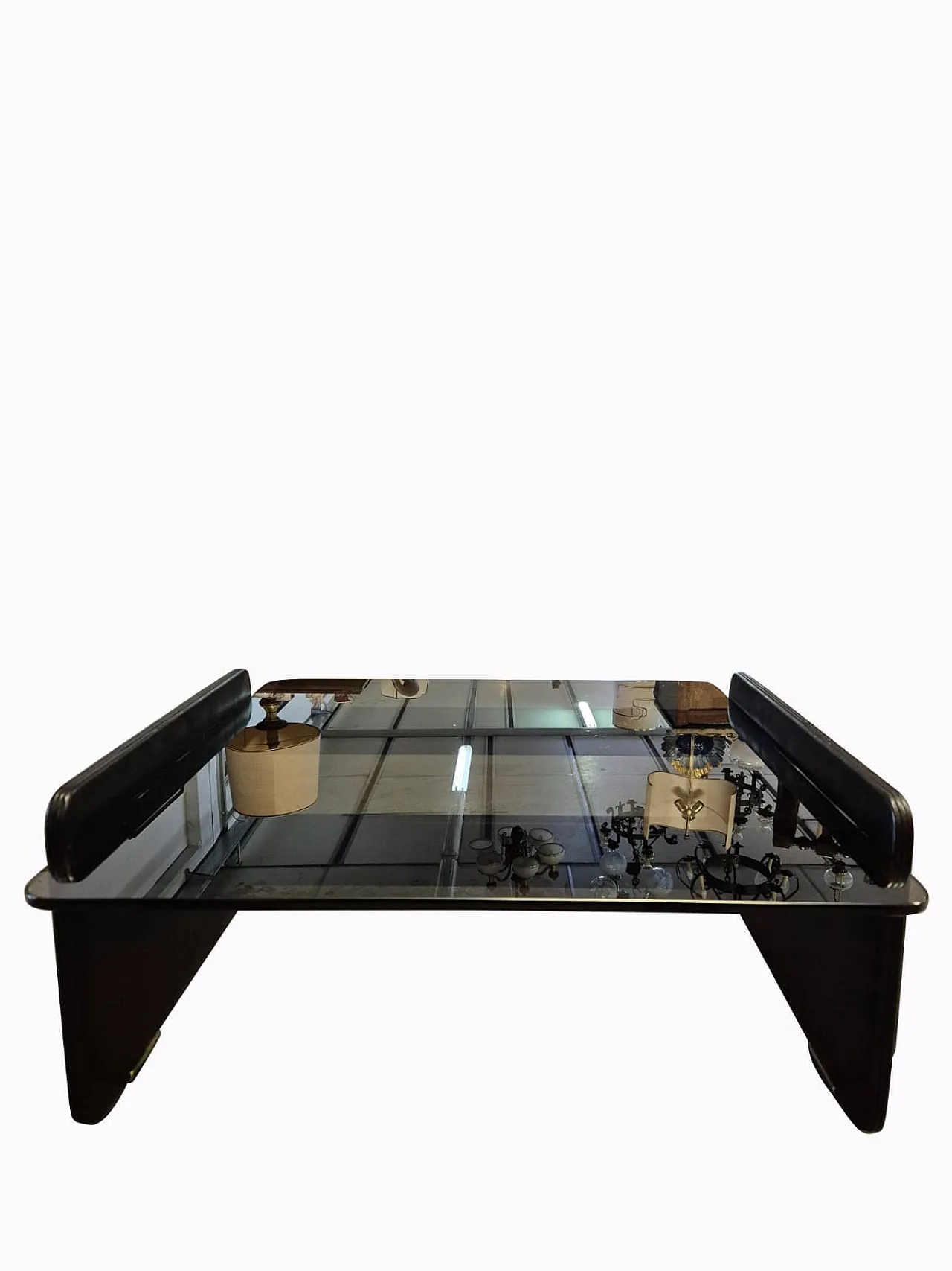 Presidente di fumo in pelle e tavolo di vetro di Poltrona Frau, 20 ° secolo 14