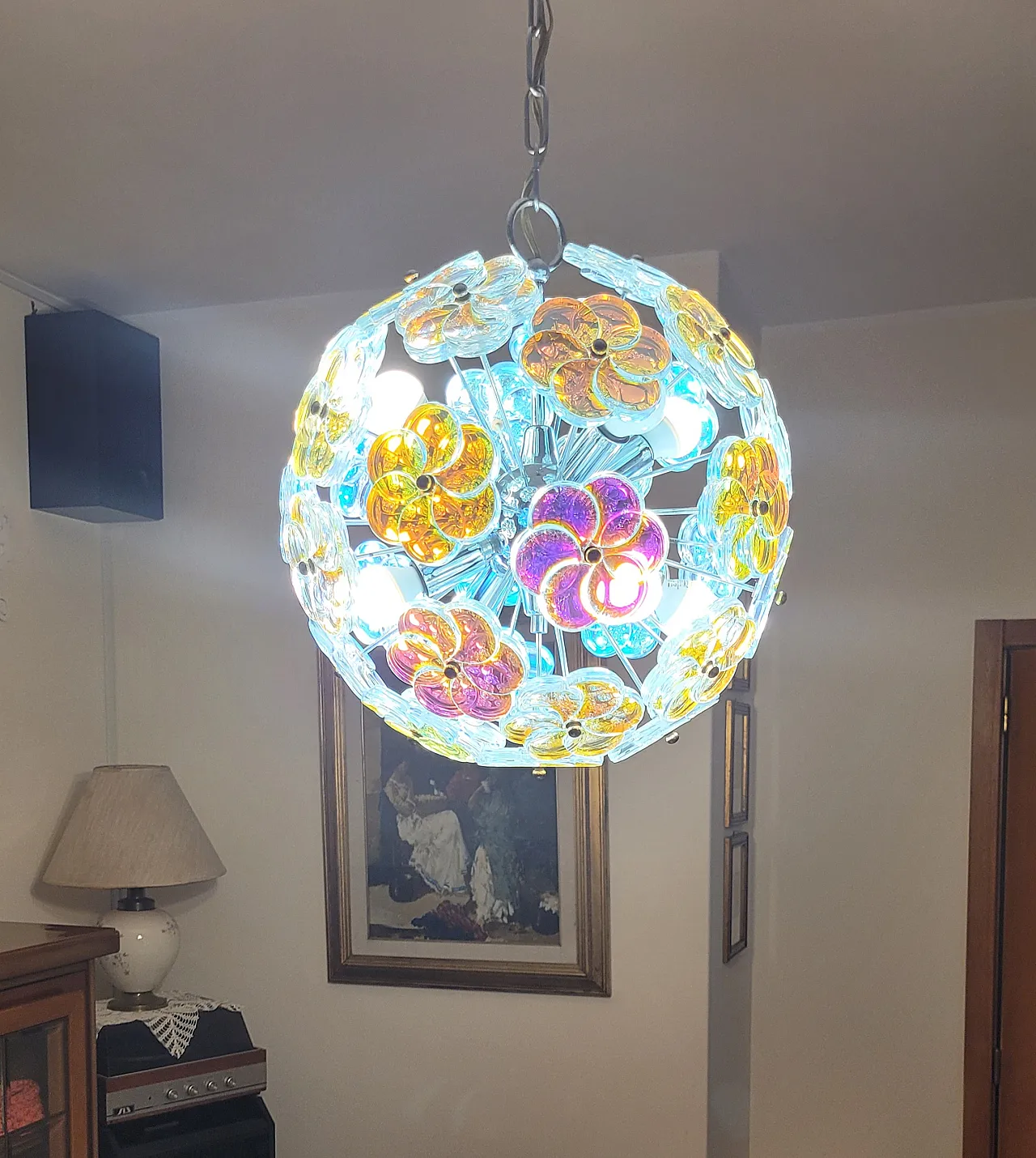 Lampadario in vetro di Murano di Vistosi, anni '60 2