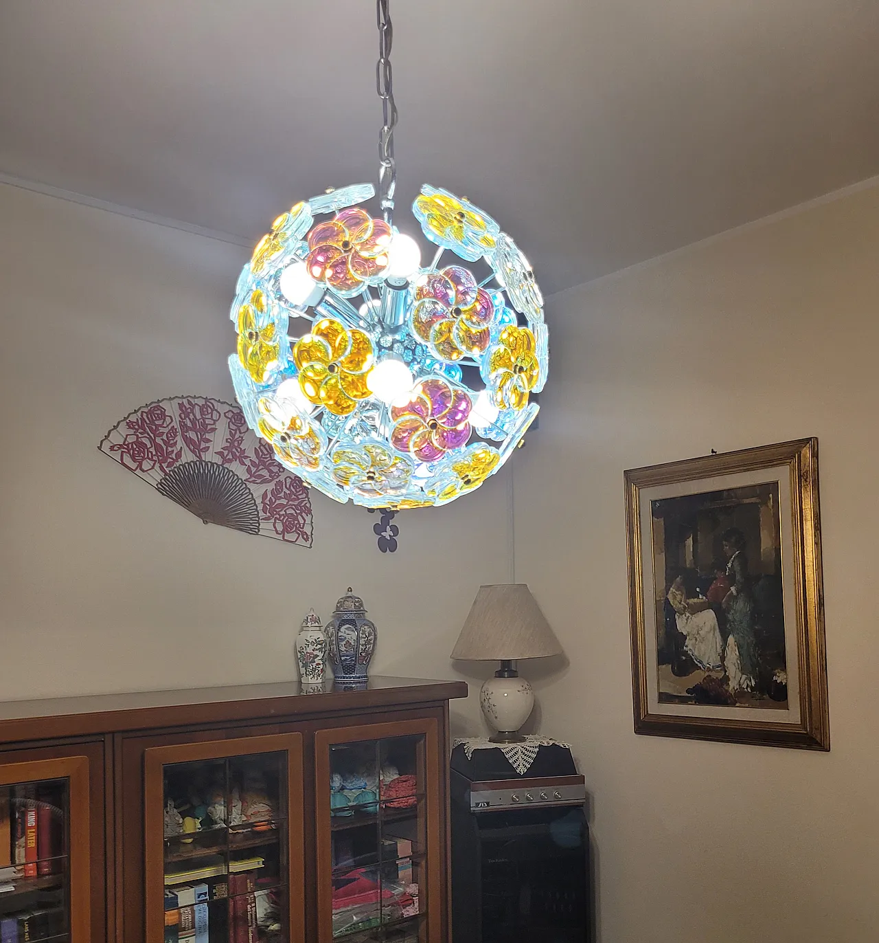 Lampadario in vetro di Murano di Vistosi, anni '60 3