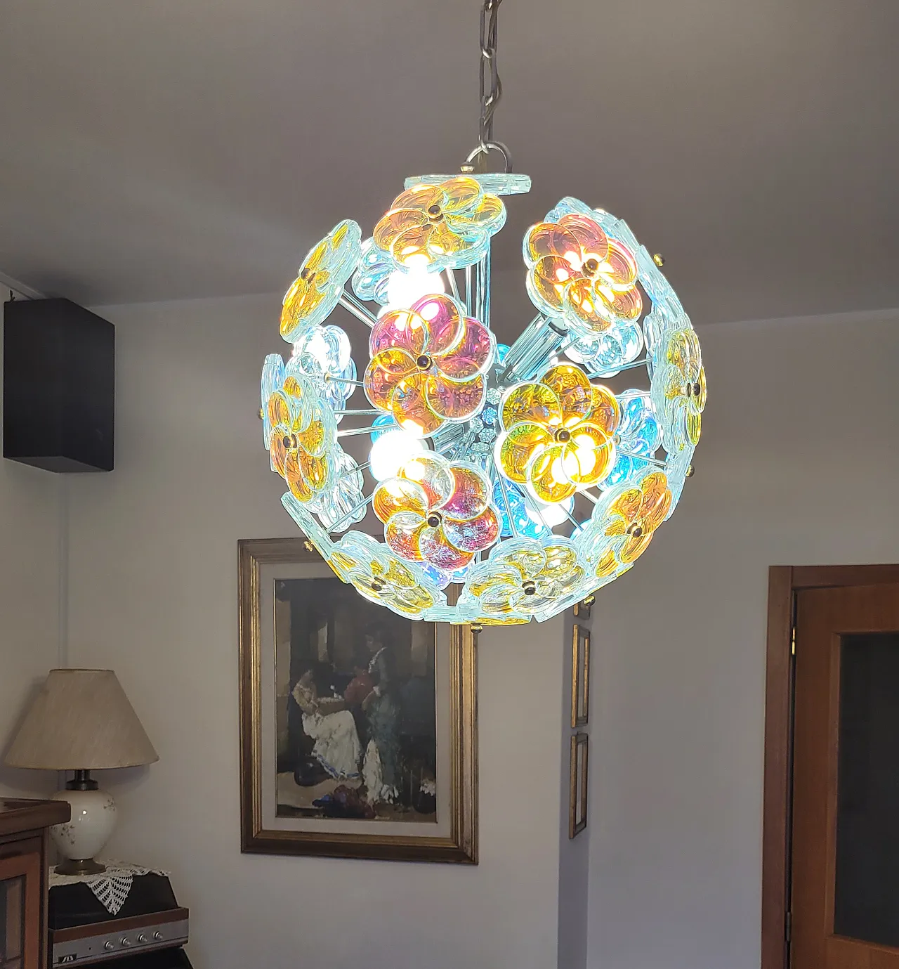 Lampadario in vetro di Murano di Vistosi, anni '60 4