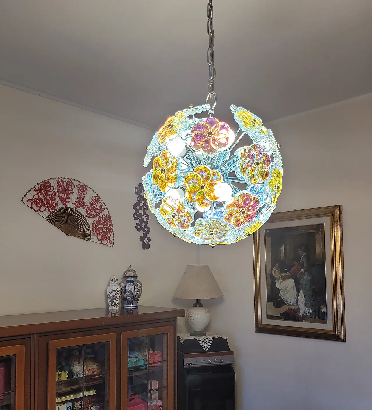 Lampadario in vetro di Murano di Vistosi, anni '60 5