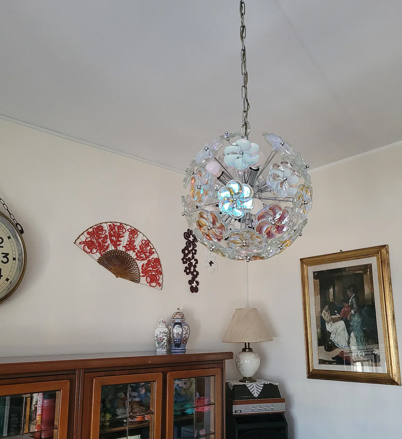 Lampadario in vetro di Murano di Vistosi, anni '60 6