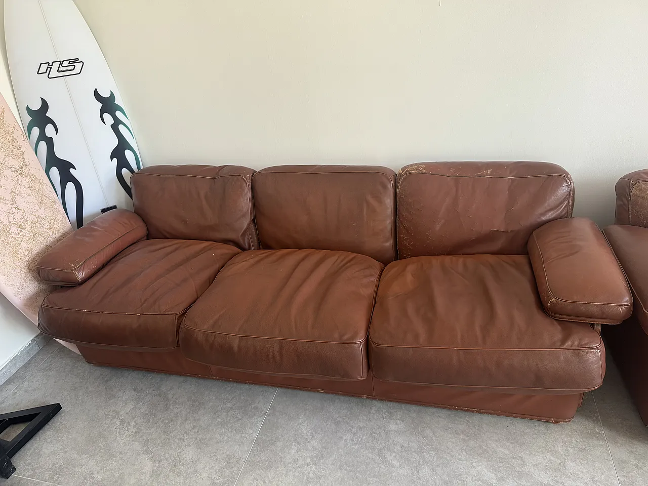 Divani in pelle di Poltrona Frau due e tre posti, anni '90 3